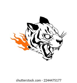 vector illustration of an angry tiger head