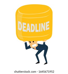 vector illustration angry and upset business man while bring deadlines - flat cartoon style.