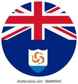 Vector illustration Anguilla flag vector icon. Round national flag of Anguilla. Anguilla flag button