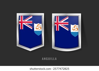 Vector Illustration of Anguilla Label Logo. Anguilla Badge Sign Anguilla With Flag, Anguilla Product Label Banners Template