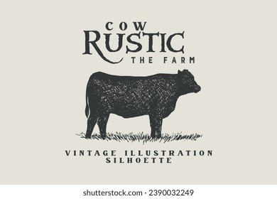 Vector illustration of angus design inspiration with texture, classic retro vintage style