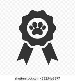 Vector illustration of animal certificate icon in dark color and transparent background(PNG).