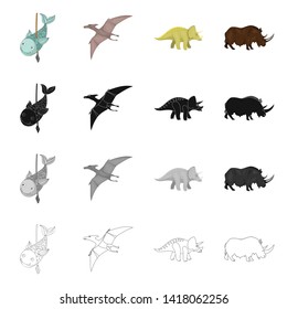 Vector illustration of animal and character icon. Set of animal and ancient  vector icon for stock.