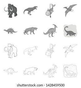 Vector illustration of animal and character icon. Collection of animal and ancient stock vector illustration.