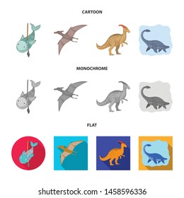Vector illustration of animal and character logo. Set of animal and ancient vector icon for stock.