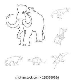 Vector illustration of animal and character sign. Collection of animal and ancient  stock vector illustration.