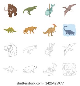 Vector illustration of animal and character symbol. Set of animal and ancient stock symbol for web.