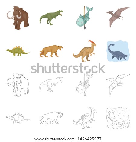 Vector illustration of animal and character symbol. Set of animal and ancient stock symbol for web.
