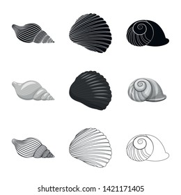 Vector illustration of animal and decoration icon. Set of animal and ocean stock vector illustration.