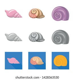 Vector illustration of animal and decoration icon. Set of animal and ocean stock symbol for web.