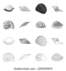 Vector illustration of animal and decoration logo. Collection of animal and ocean vector icon for stock.