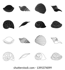 Vector illustration of animal and decoration logo. Set of animal and ocean stock vector illustration.