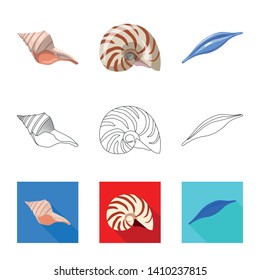 Vector illustration of animal and decoration logo. Collection of animal and ocean stock vector illustration.
