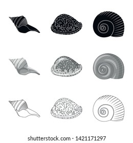 Vector illustration of animal and decoration logo. Set of animal and ocean vector icon for stock.