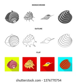 Vector illustration of animal and decoration sign. Set of animal and ocean stock vector illustration.