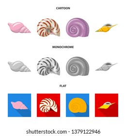 Vector illustration of animal and decoration sign. Collection of animal and ocean stock vector illustration.