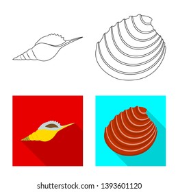 Vector illustration of animal and decoration sign. Set of animal and ocean stock vector illustration.