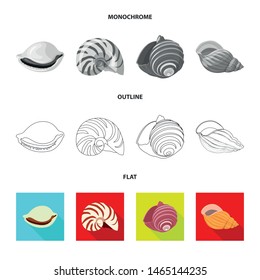 Vector illustration of animal and decoration sign. Set of animal and ocean stock symbol for web.