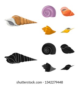 Vector illustration of animal and decoration symbol. Set of animal and ocean stock vector illustration.