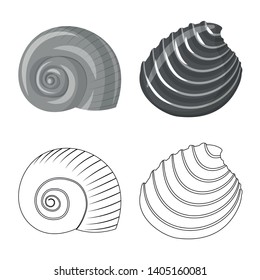 Vector illustration of animal and decoration symbol. Set of animal and ocean stock vector illustration.