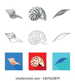 Vector illustration of animal and decoration symbol. Set of animal and ocean stock symbol for web.