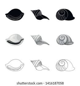 Vector illustration of animal and decoration symbol. Set of animal and ocean stock vector illustration.