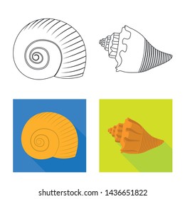 Vector illustration of animal and decoration symbol. Set of animal and ocean vector icon for stock.