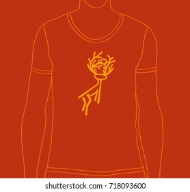 Vector illustration of an animal - a deer. Hand made a logo for print, label, brand. Creative and original print for typography on a t shirt or cover notebook.