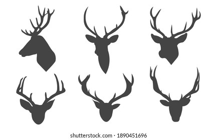 Vector illustration of Animal Deer Head Silhouettes collection