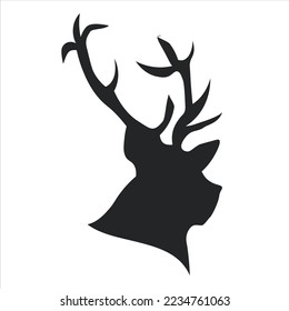 Vector illustration of Animal Deer Head Silhouettes