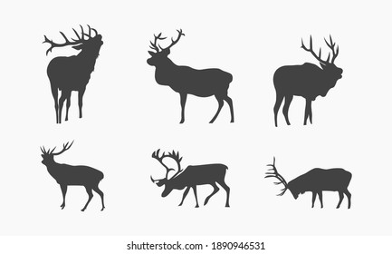 Vector illustration of Animal Deer Silhouettes collection