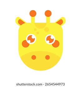 Vector illustration of an animal. The face of a giraffe. Flat art. Hand drawn. Suitable for children, animal themes, nurseries, zoos, animal shelters. Illustration in geometric style