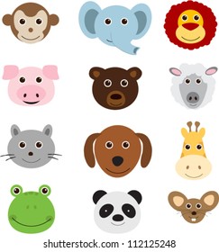 Vector illustration of animal faces