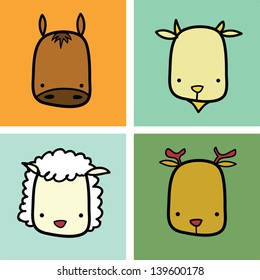 Vector illustration of animal faces.