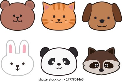 Vector illustration of animal faces.