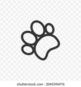 Vector illustration of animal footprints icon in dark color and transparent background(png).