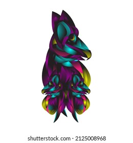 Vector illustration of an animal guarding its mother as loyalty and respect