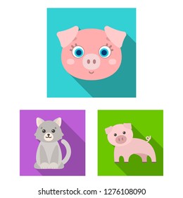 Vector illustration of animal and habitat logo. Collection of animal and farm stock symbol for web.