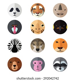 A vector illustration of animal head icon sets