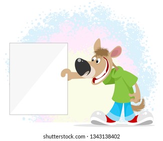 Vector illustration of an animal holding an empty banner