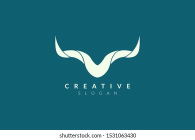 Vector illustration of animal horn shape. Minimalist and simple logo design, flat style, modern icon and symbol