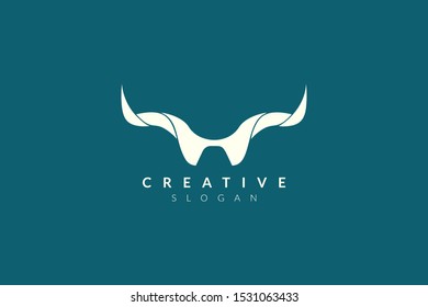 Vector illustration of animal horn shape. Minimalist and simple logo design, flat style, modern icon and symbol