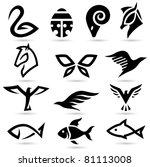 Vector illustration of animal icons silhouettes
