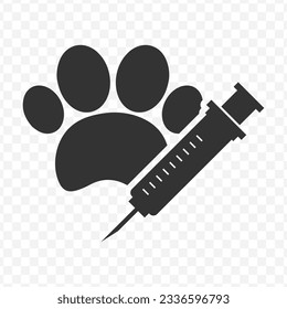 Vector illustration of animal injection icon in dark color and transparent background(PNG).