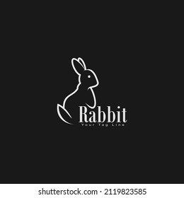 Vector illustration animal logo of bunny rabbit standing line art style, simple logo