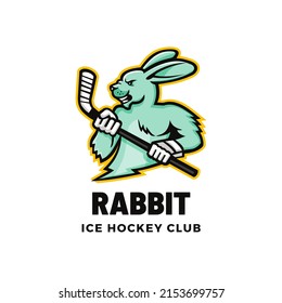 vector illustration of animal logo graphic, hokey stick, text. top view, perfect for sports business, company, social media and more