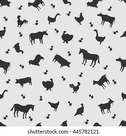 Vector illustration animal on the background seamless pattern. Set of elements