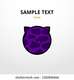 Vector illustration with animal pattern Design template with sample text, silhouette of cat's head and leopard print on backdrop