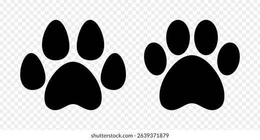 Vector illustration of Animal Paw Print icon set isolated on transparent background