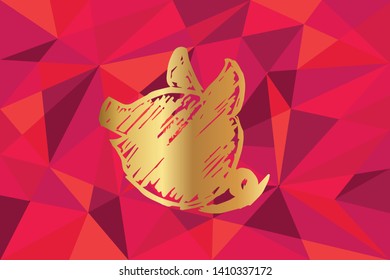 Vector Illustration of Animal Pig Icon with Red Polygon and Geometric. Graphic Design for Template, Layout, Background, Poster and More